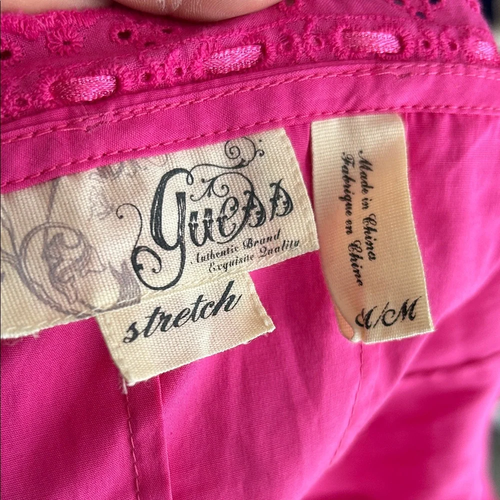 Guess Women’s Y2K Pink Lace Trim Button Front Corset Cami Top Stretch Size M - Picture 2 of 11